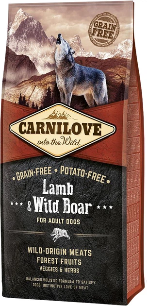 Карнілав корм сухий для дорослих собак усіх порід Carnilove Adult Lamb and Wild Boar з ягнятиною та диким кабаном, 12 кг + Подарунок 2шт Carnilove Adult Lamb and Wild Boar з ягнятиною та диким кабаном, 1,5кг - зображення 2