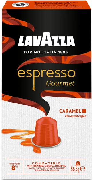 Кофе в капсулах Nespresso Lavazza Espresso Gourmet Caramel Aluminium (коробочка 10 капсул) - Фото 1 Кофе в капсулах Nespresso Lavazza Espresso Gourmet Caramel Aluminium (коробочка 10 капсул) - зображення 1