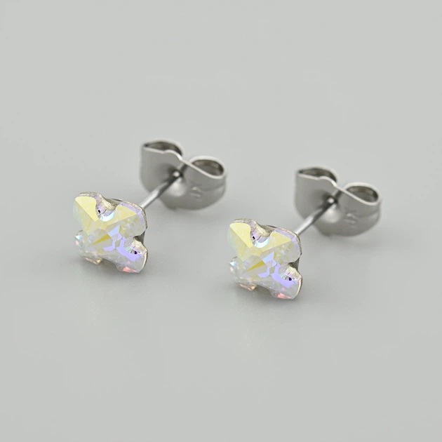 Сережки з кристалами Swarovski 53228 розмір 7х7 мм колір світанок вага 1.0 г позолота Біле Золото - Фото 1 Сережки з кристалами Swarovski 53228 розмір 7х7 мм колір світанок вага 1.0 г позолота Біле Золото - зображення 1