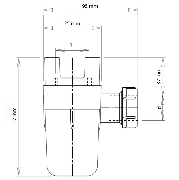 Сифон для групи безпеки Roho R2200-100 - 25x32 (універсальний) (RO0161) ( 22974 ) - изображение 2