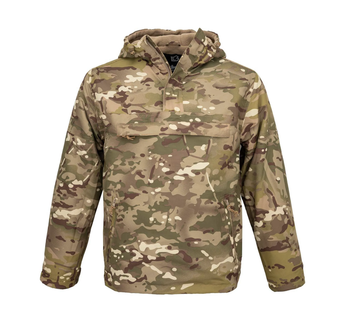 Анорак тактический Brandit Windbreaker мультикам, куртка на флисе военная, водонепроницаема теплая ветровка M - изображение 6