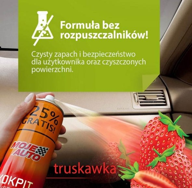 Спрей для догляду за панеллю приладів автомобіля Moje Auto ПОЛУНИЦЯ Блиск 750 мл (5905694008927) - зображення 4