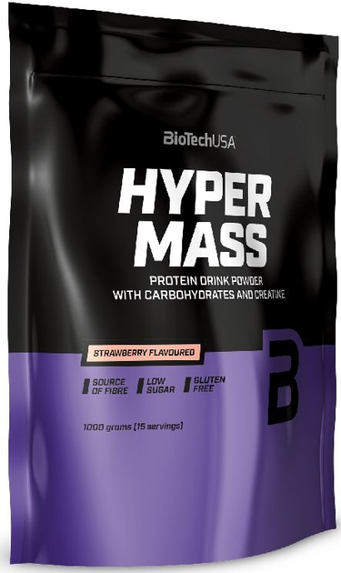 Гейнер BioTech Hyper Mass 1 кг Полуниця (5999076232734) - зображення 1