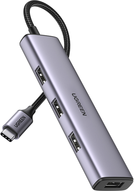 Hub USB Ugreen CM473 4-in-1 USB Type-C to 4xUSB 3.0 HUB Space Gray (20841) - obraz 1