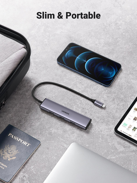 Hub USB Ugreen CM473 4-in-1 USB Type-C to 4xUSB 3.0 HUB Space Gray (20841) - obraz 5