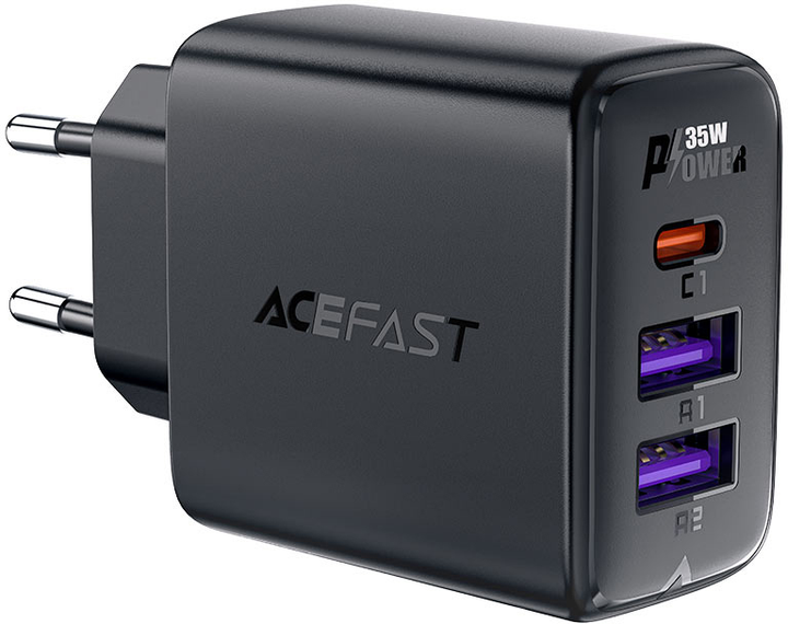 Ładowarka sieciowa Acefast A57 PD35W GaN 2xUSB-A+USB-C charger Black (6974316282730) - obraz 1