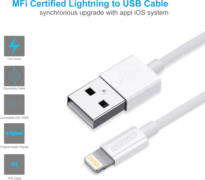 Кабель Choetech MFI USB 2.0 (IP0027-WH) - зображення 5