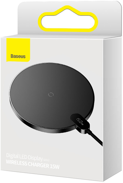 Ładowarka bezprzewodowa Baseus Digital LED Display Gen 2 15W Black (CCED000001) - obraz 5