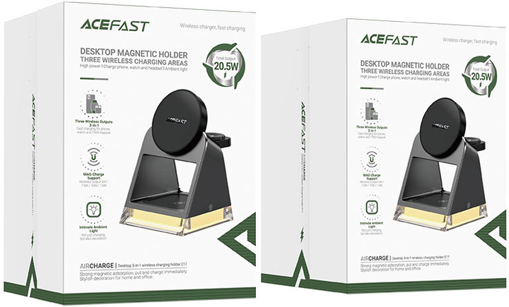 Ładowarka bezprzewodowa Acefast E17 desktop 3-in-1 wireless charging holder Black (6974316282815) - obraz 8