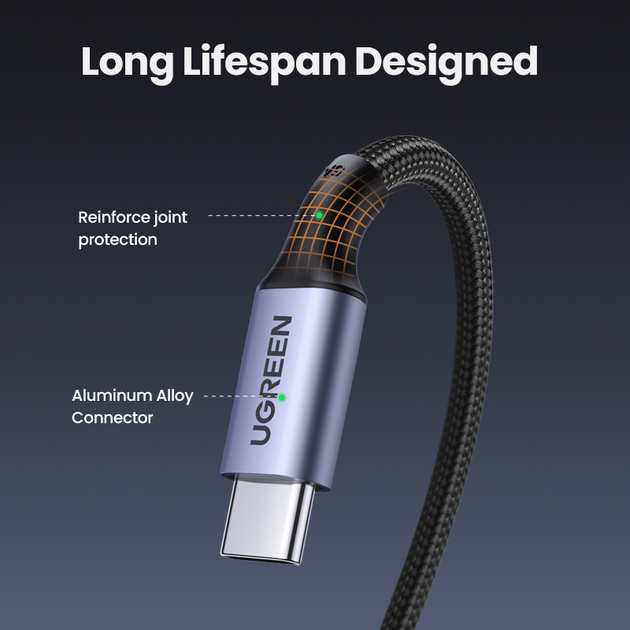 Kabel Ugreen US334 USB-C 2.0 aluminiowy 1 m Czarny (UGR-70643) - obraz 8