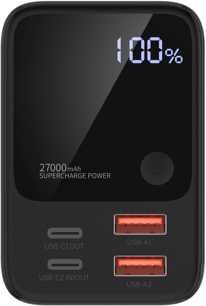 Powerbank Choetech 27000mAh 222.5W 2xUSB-C PD3.0 100+100W 2xUSB-A QC3.0 22W Black (B635-BK) - obraz 2