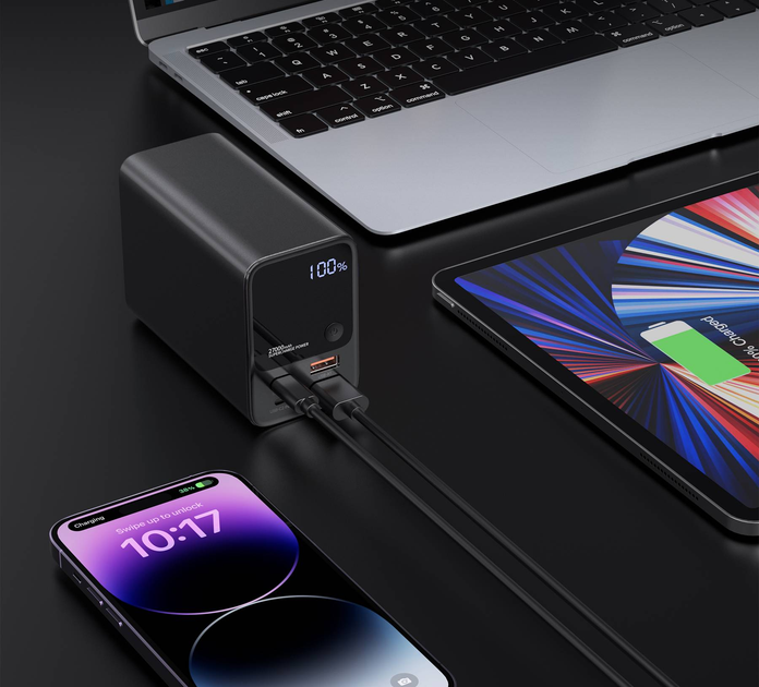 Powerbank Choetech 27000mAh 222.5W 2xUSB-C PD3.0 100+100W 2xUSB-A QC3.0 22W Black (B635-BK) - obraz 6
