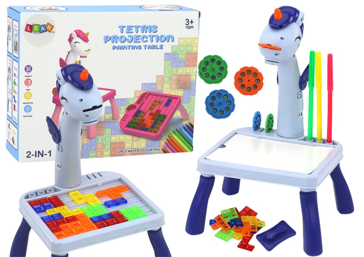 Projektor do rysowania LEAN Toys z tetrisem 2 w 1 Jednorożec (19605) (5905991009801) - obraz 2