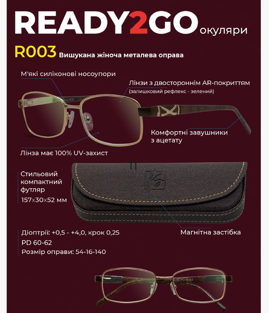 Очки Ready2Go R003 готовые диоптрийные для зрения AR покрытие футляр диоптрия +0,75 - изображение 2