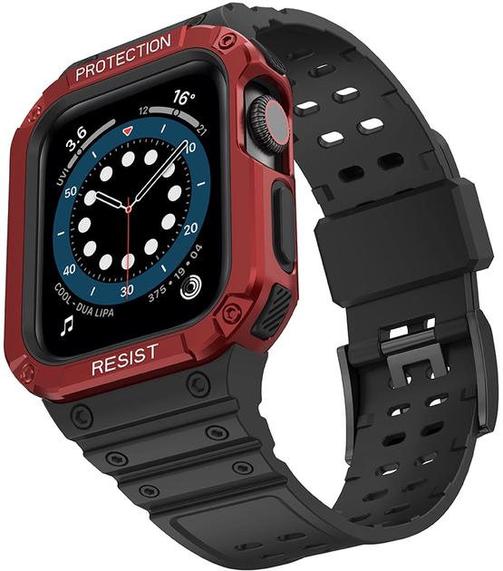 Pasek z etui Hurtel Protect Strap Band do Apple Watch 38/40/41 mm Black/Red (9145576231517) - obraz 1