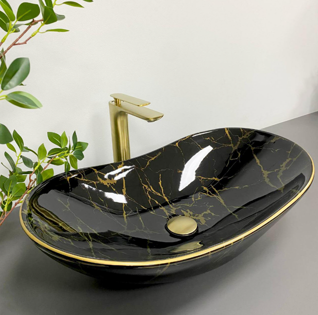 Умивальник (раковина) VBI TURIN MARBLE BLACK GLOSSY накладний - изображение 2