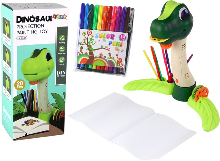Projektor do rysowania LEAN Toys Dinozaur dźwięki + akcesoria (16321) (5905679078549) - obraz 2