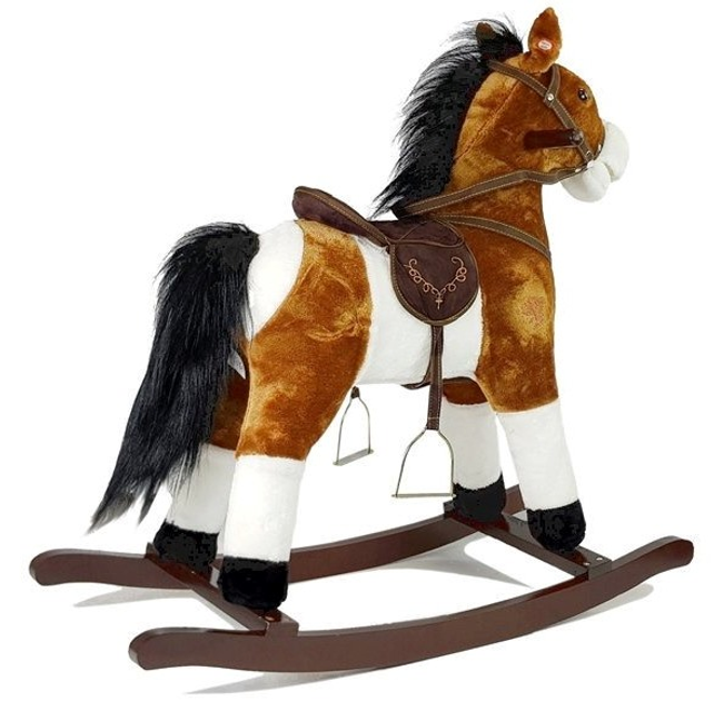 Koń na biegunach LEAN Toys rusza pyskiem ogonem 74 cm Jasny Brąz 2254 (5902808151715) - obraz 3