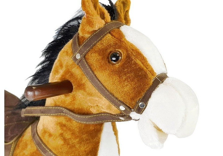 Koń na biegunach LEAN Toys rusza pyskiem ogonem 74 cm Jasny Brąz 2254 (5902808151715) - obraz 5