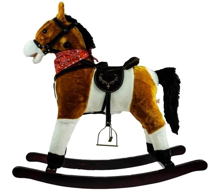 Koń na biegunach LEAN Toys rusza pyskiem ogonem 74 cm Jasny Brąz 2254 (5902808151715) - obraz 6