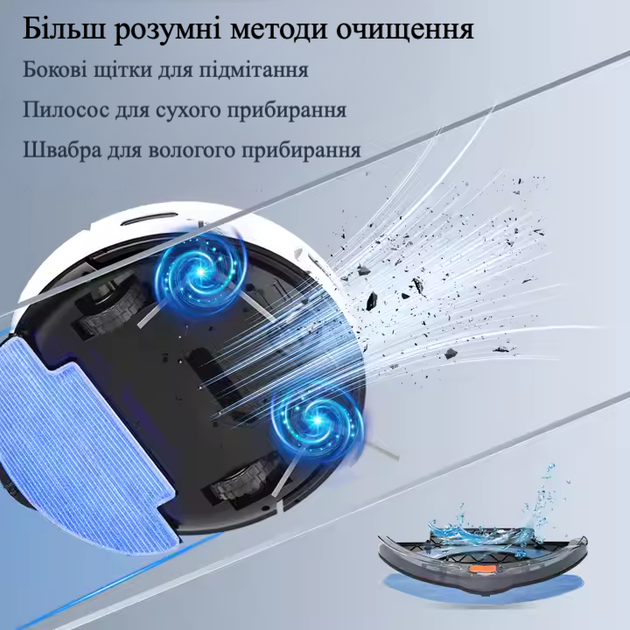 Робот-пилосос миючий TUYA D3 з вбудованим штучним інтелектом - білий - изображение 6