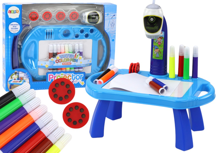 Projektor do rysowania LEAN Toys ze stolikiem niebieski (19610) (5905991009856) - obraz 2