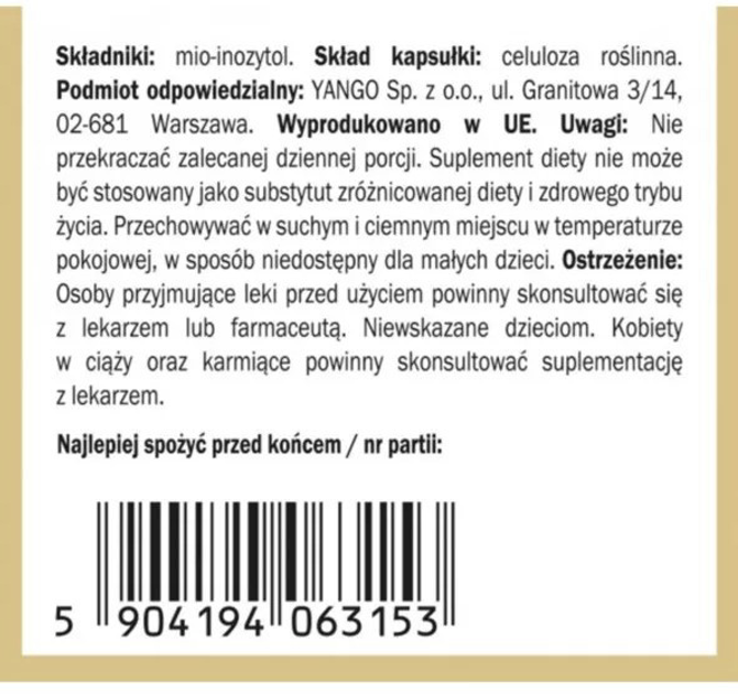 Aminokwas Yango Inozytol 590 mg 90 kapsułek (5904194063153) - obraz 2