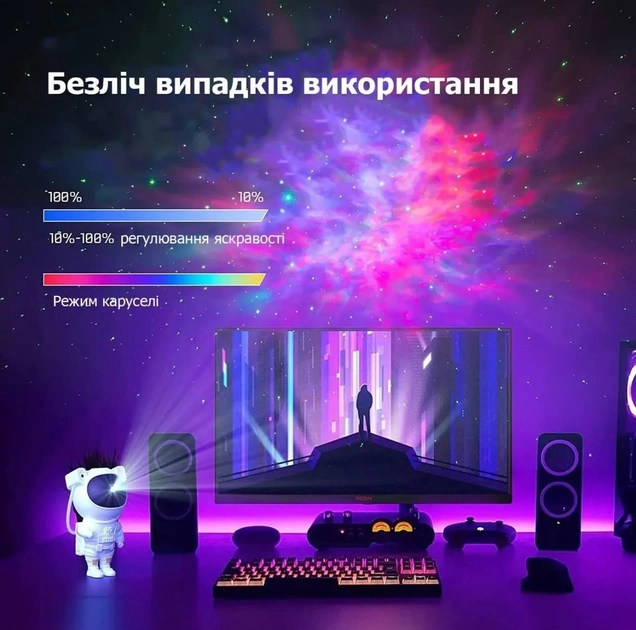 Ночник проектор космонавт Astronaut Nebula астронавт с подсветкой пульт ДУ - изображение 5