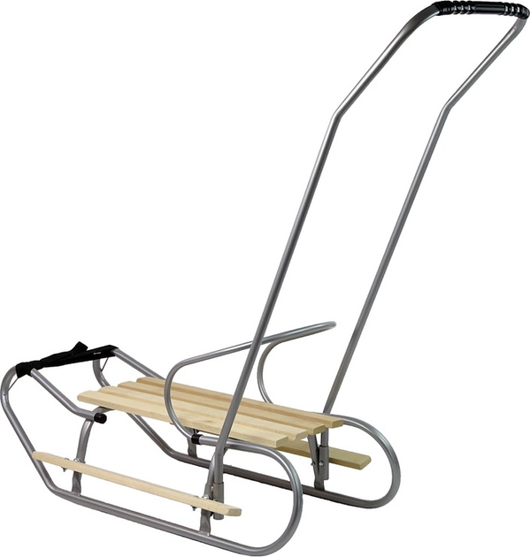 Металеві санки LEAN Toys з штовхачем 13369 Silver (5905323215900) - зображення 2