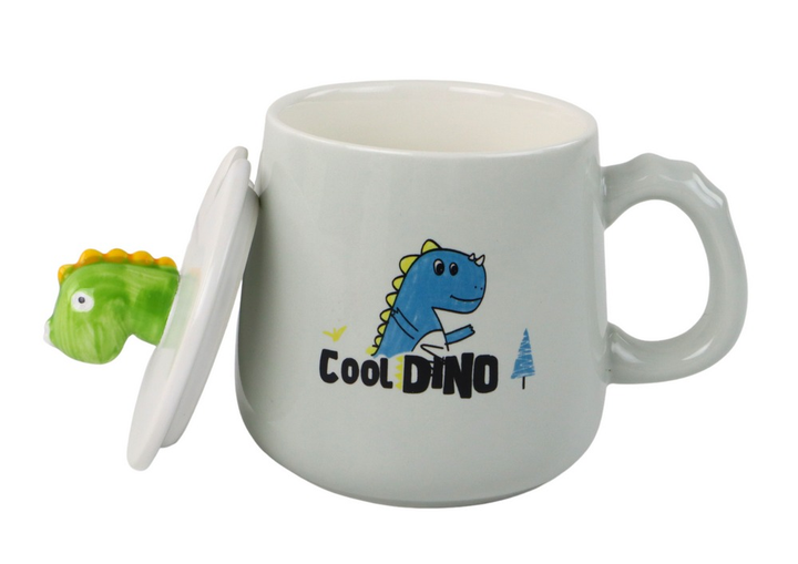 Kubek LEAN Toys ceramiczny dinozaur przykrywka Łyżeczka 350 ml 16705 (5905884452912 ) - obraz 2