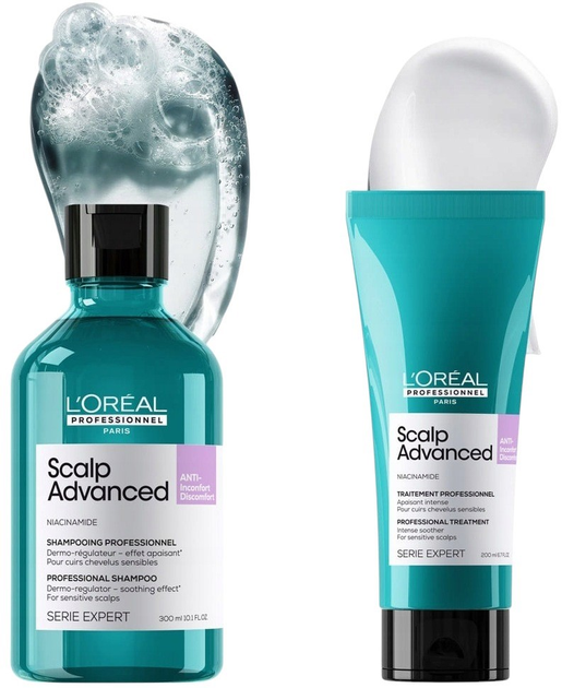 Набір для догляду за шкірою голови L'oreal Professionnel Scalp Advanced Anti-Discomfort Шампунь 300 мл + Крем 200 мл (3474637248925) - зображення 2