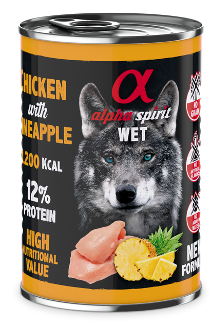 Повнораціонний вологий корм для собак Alpha Spirit Сhicken with Pineapple Dog- 400 г з куркою - Фото 1 Повнораціонний вологий корм для собак Alpha Spirit Сhicken with Pineapple Dog- 400 г з куркою - зображення 1
