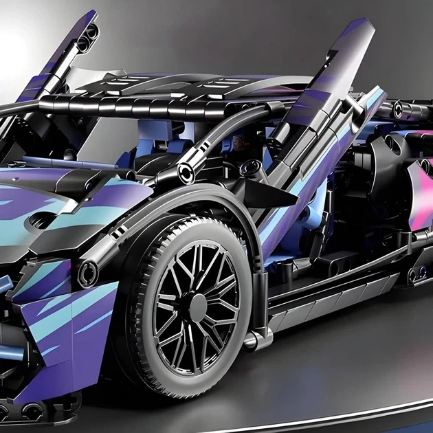 Конструктор гоночный автомобиль Lamborghini Cyberpunk 1314 деталей - Фото 3 Конструктор гоночный автомобиль Lamborghini Cyberpunk 1314 деталей - изображение 3