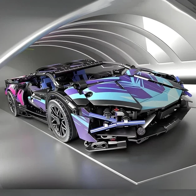 Конструктор гоночный автомобиль Lamborghini Cyberpunk 1314 деталей - Фото 5 Конструктор гоночный автомобиль Lamborghini Cyberpunk 1314 деталей - изображение 5
