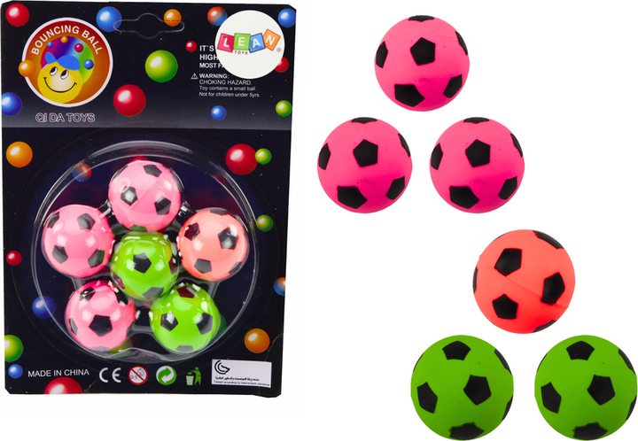 Zestaw kauczukowych piłek LEAN Toys Football 20375 6 szt. (5905991026648) - obraz 2