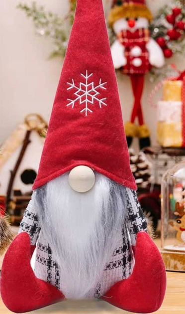 Figurka Lean Toys Świąteczny skrzat szaro-czerwony 32 cm (14392) (5905991031666) - obraz 2