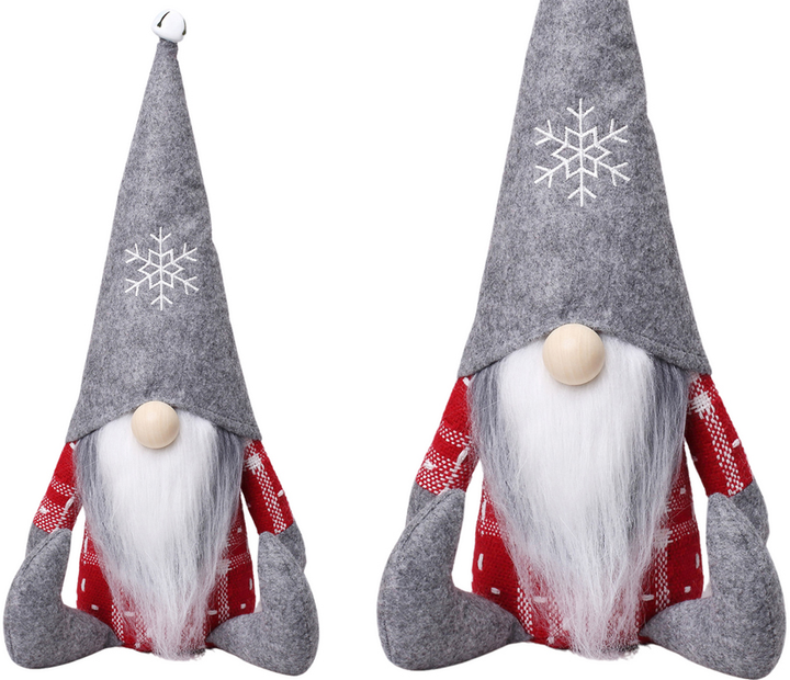 Figurka Lean Toys Świąteczny skrzat szaro-czerwony 32 cm (14391) (5905991031673) - obraz 2