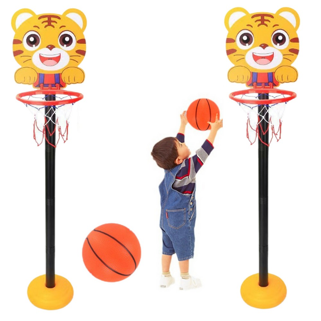Kosz do gry w koszykówkę LEAN Toys regulowany tygrys 110 cm Żółty 20931 (5905991034735) - obraz 2