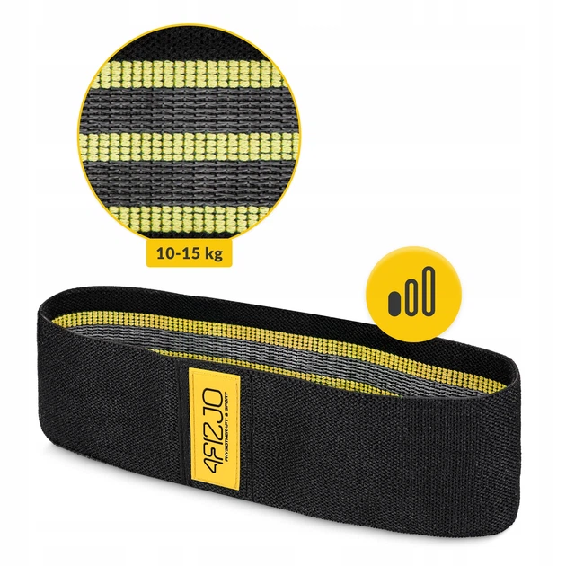 Резинка для фітнесу та спорту із тканини 4FIZJO Hip Band 10-15 кг Black/Yellow (P-5907739310309) - зображення 9