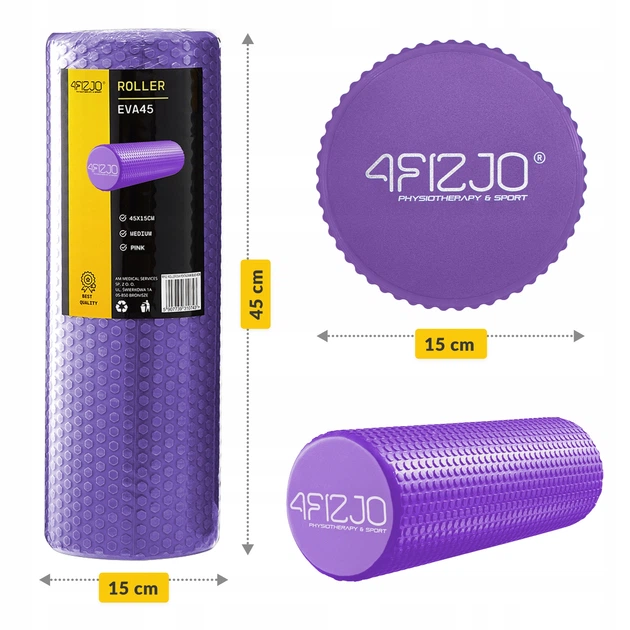 Масажний ролик 4FIZJO CARE+ EVA 45 x 15 см (валик, роллер) Purple (P-5907739314376) - зображення 9