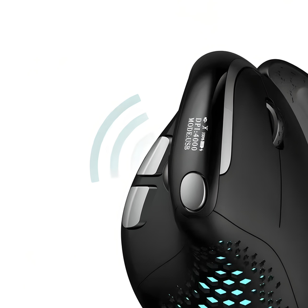 Ергономічна вертикальна миша DELUX M618XSD c OLED дисплеєм, комбінованим підключенням та акумулятором, WH - зображення 2