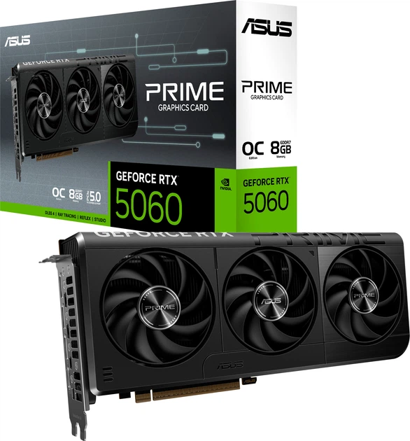 【ほぼ新品】ASUS Prime GeForce RTX 5060 8GB Видеокарта ASUS PCI-Ex GeForce RTX 5060 PRIME OC Edition 8GB GDDR7