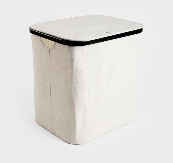 Kosz na bieliznę Homla Davey z pokrywą 40.5 x 33 x 42 cm Biały (5906496734502) - obraz 1