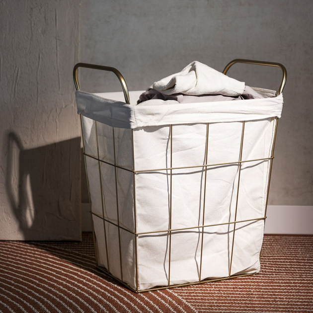 Кошик для білизни Homla Lorrey 42 x 27 x 49 см Золотисто-білий(5904183870182) - зображення 5