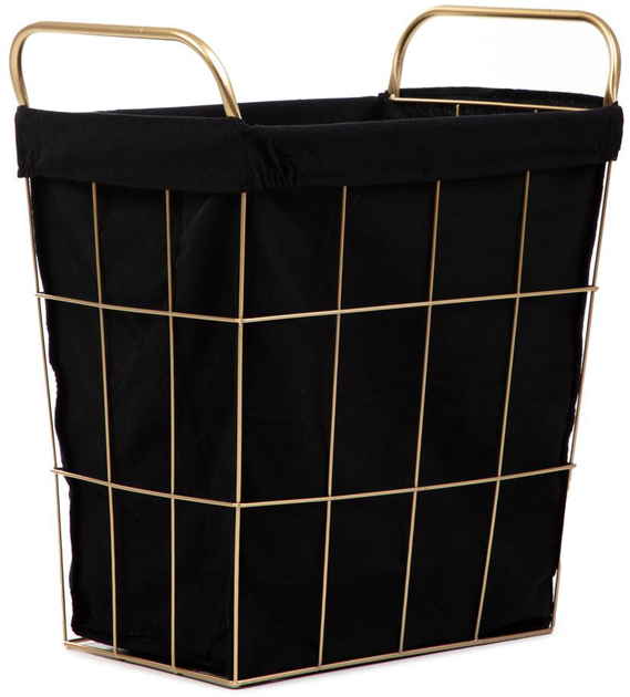 Kosz na bieliznę Homla Lorrey 42 x 27 x 49 cm Złoto-czarny (5904183870175) - obraz 1