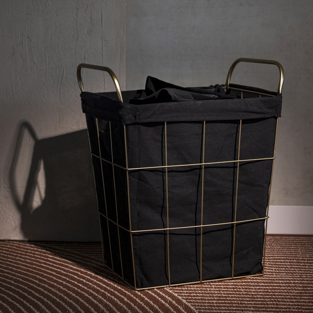 Кошик для білизни Homla Lorrey 42 x 27 x 49 см Золотисто-чорний (5904183870175) - зображення 5
