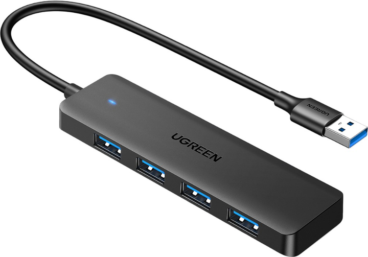 Hub USB Ugreen CM219 4-in-1 USB 3.0 to 4xUSB 3.0 Black (6941876235742) - obraz 1