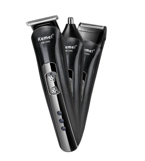 Машинка для стрижки Kemei KM-1506 3-в-1 | Набор для стрижки волос, усов, бороды и ушей Тример - изображение 4