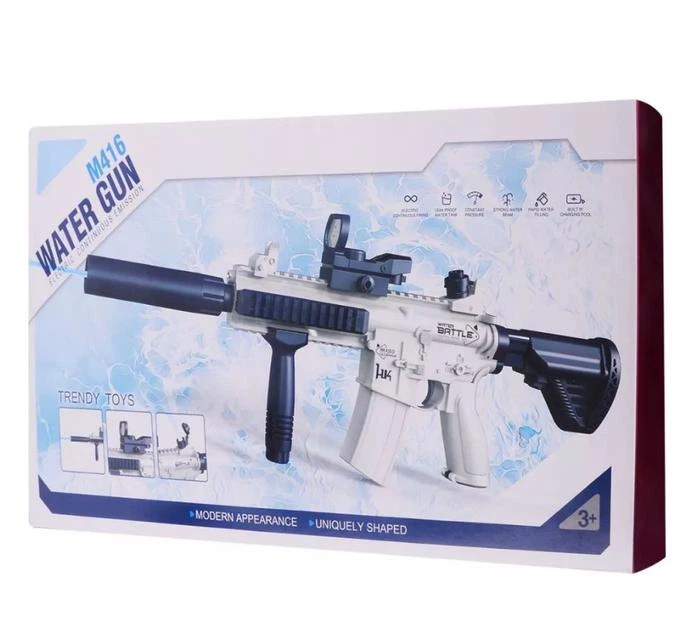 Водяной автомат М416 на аккумуляторе электрический с прицелом Water Gun синий - изображение 8
