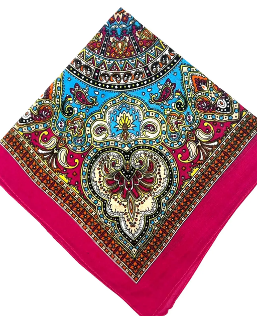 Хлопковая бандана Fashion Мандала 55*55 см малиновый - Фото 2 Хлопковая бандана Fashion Мандала 55*55 см малиновый - изображение 2
